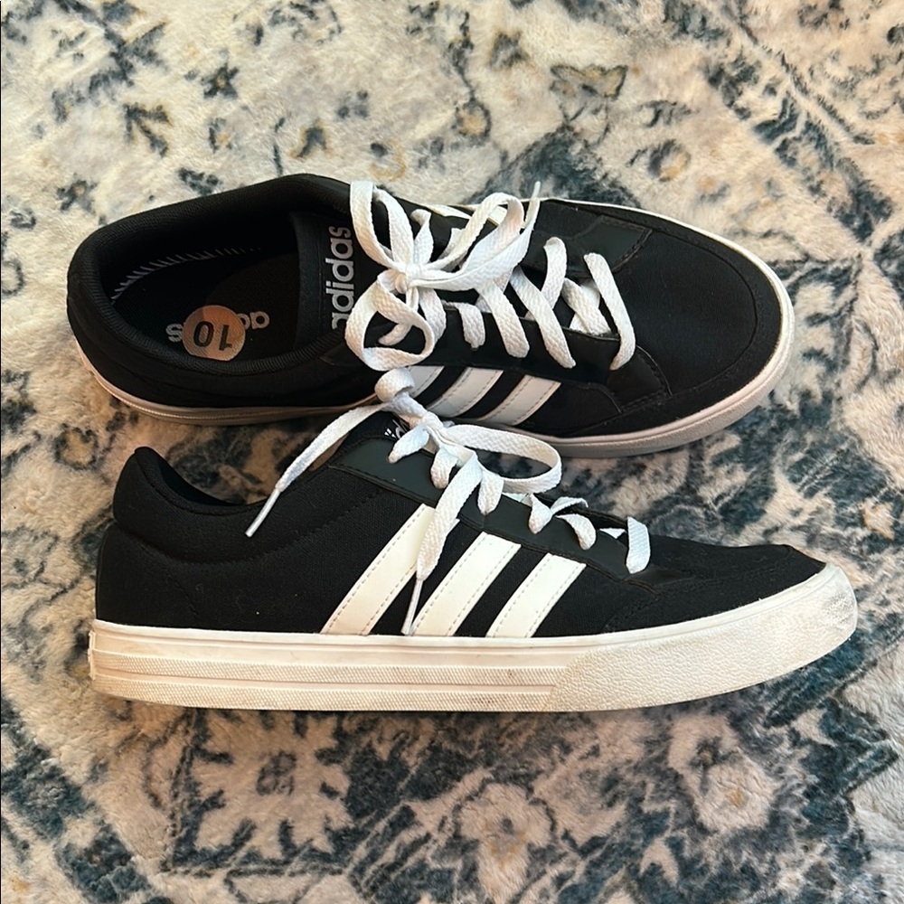 Adidas Canvas Neo Black and White Mens Sneakers Size 10 - Picture 7 of 7
